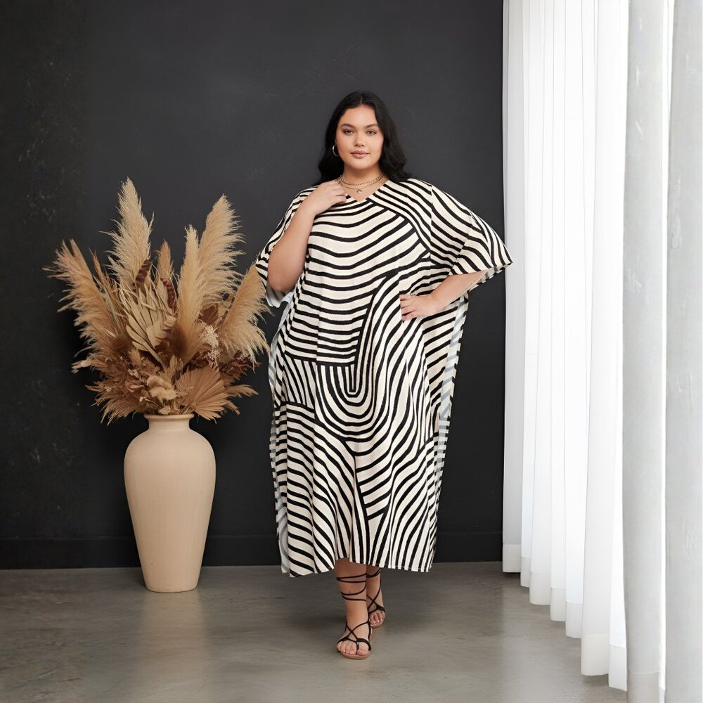 Gypsie Blu Caftan Dresses for Women Plus Size Digital Printed Maxi Mumu Dress